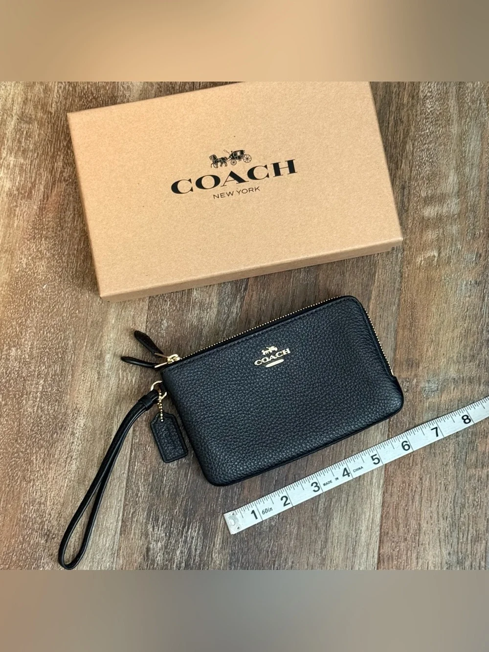 Coach Pebbled Leather Double Zip Wristlet